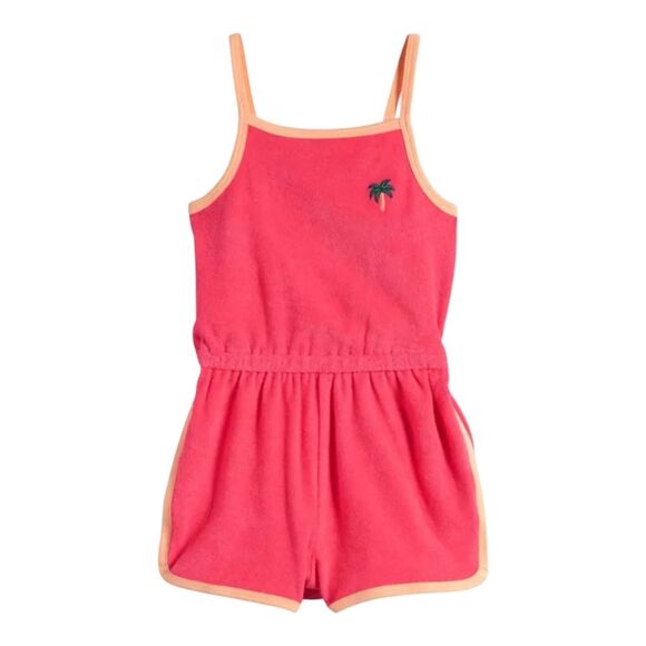 Tucker + Tate Pink Orange Terry Cloth Summer Cotton Romper Girls Size 4T - Picture 1 of 6